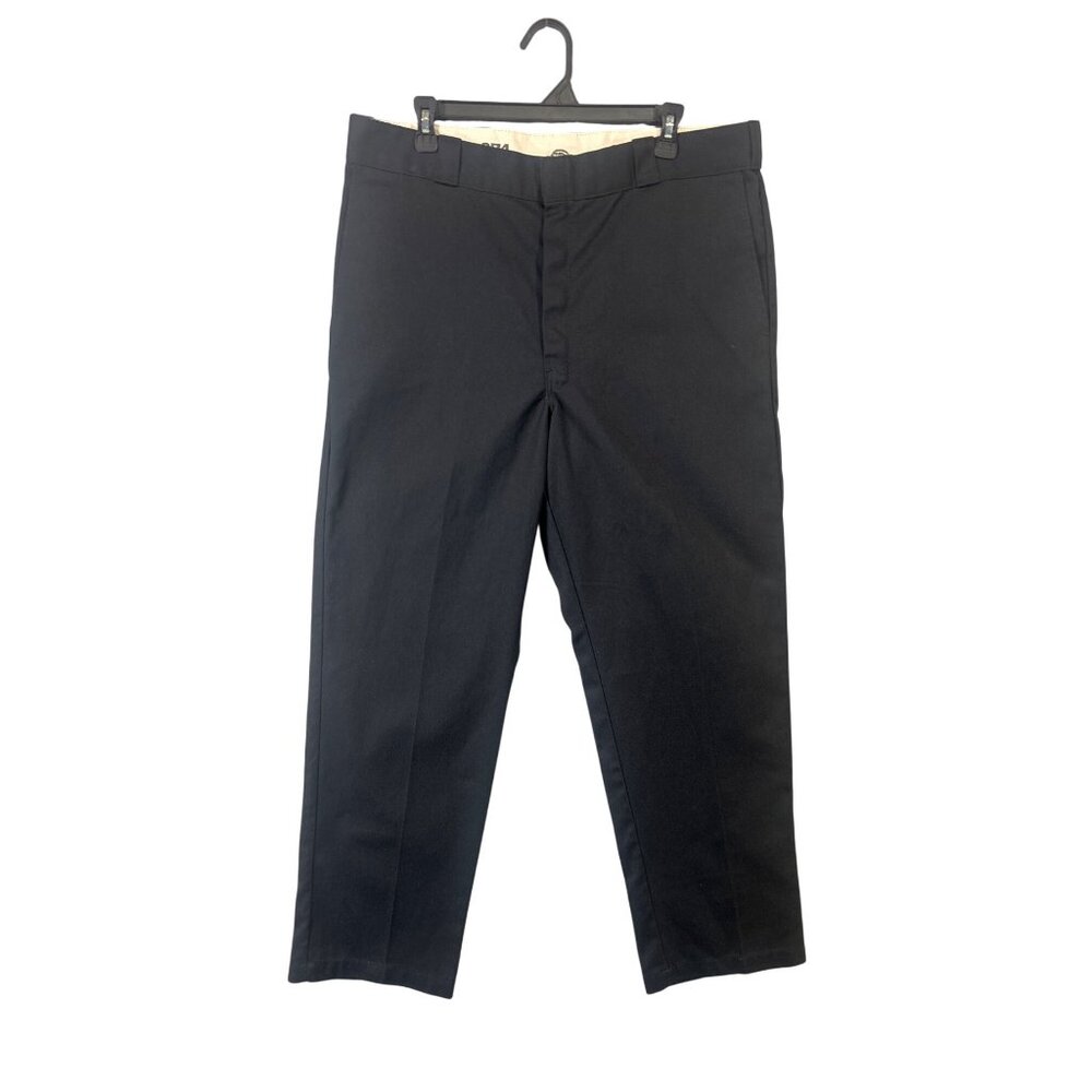 Dickies 874 Original Fit Black Work Pants Mens Size 38x32 Durable EUC